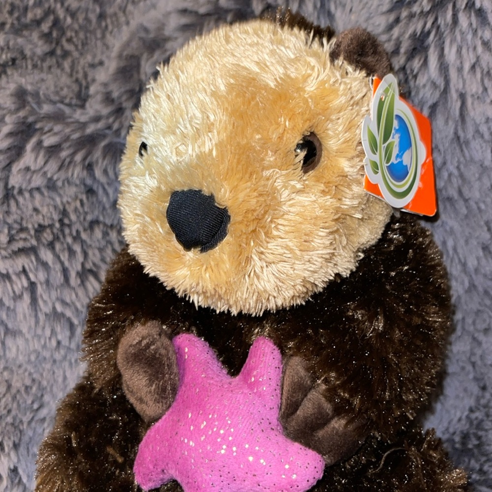 Wild Republic Plush Otter Stuffed Animal Pink Starfish NEW - Picture 2 of 6